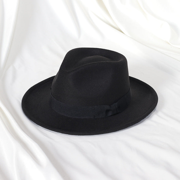 Bowknot Top Hat Love Hat Head Felt Cap Small Curling Men's Top Hat Retro Jazz Hat - Urban Caps