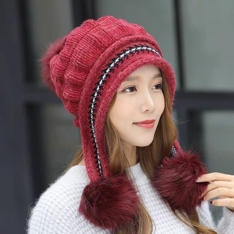 Cozy Fleece-Lined Knit Beanie with Ear Flaps & Pompom – Winter Hat for Women (Warm, Stylish, Multiple Colors)
