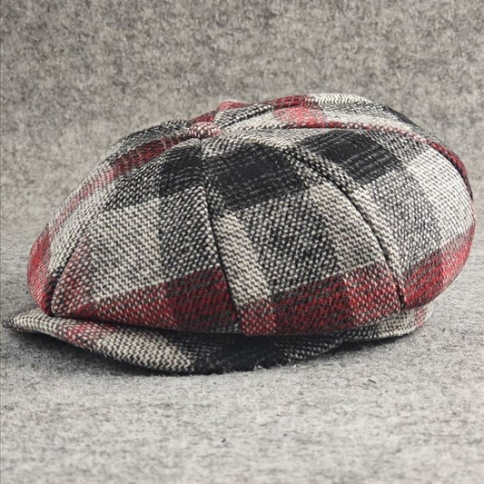 Classic Winter Octagonal Cap – Men’s Dome-Style Plaid Hat | Warm & Stylish - Urban Caps