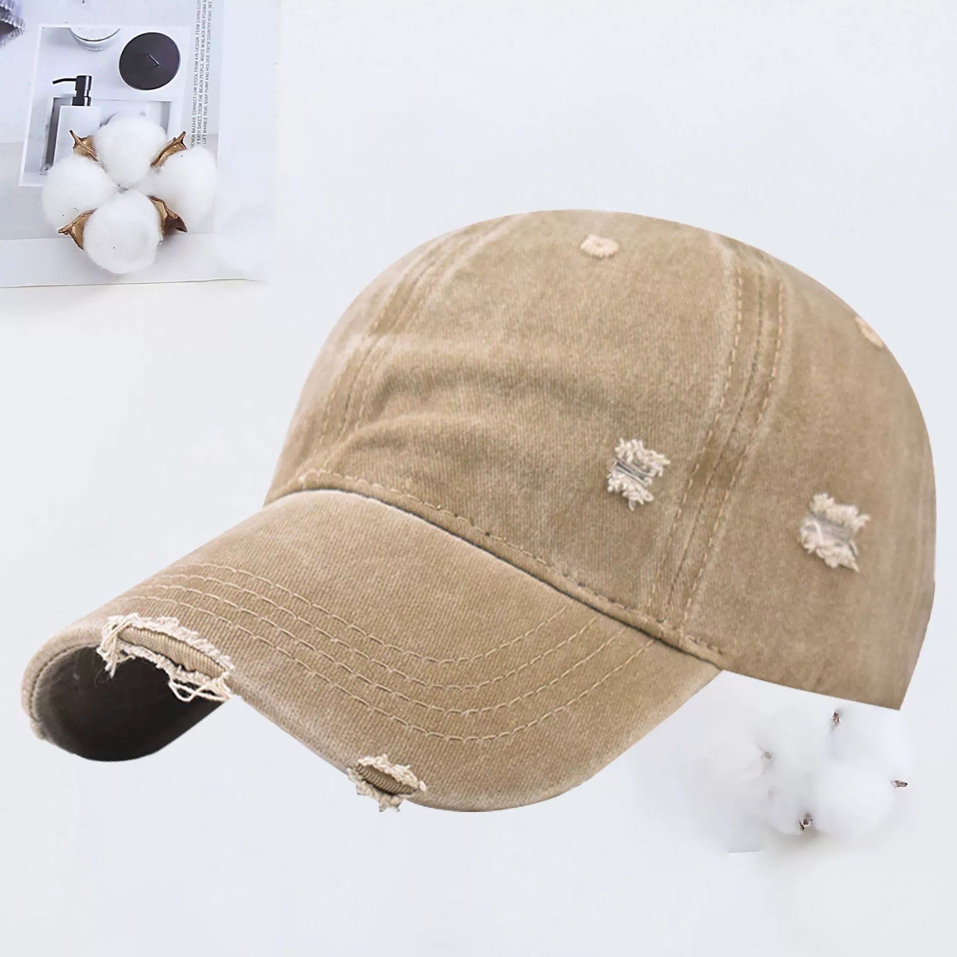 Outdoor Embroidered Printed Washed Hole Baseball Cap - Urban Caps
