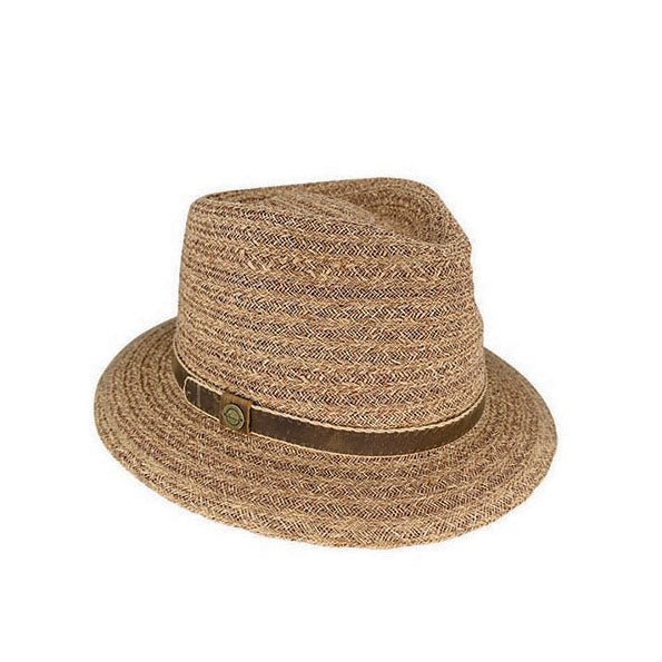 Hensley Deluxe Raffia Fedora Hat with Inner Braid and Leather Band - Urban Caps