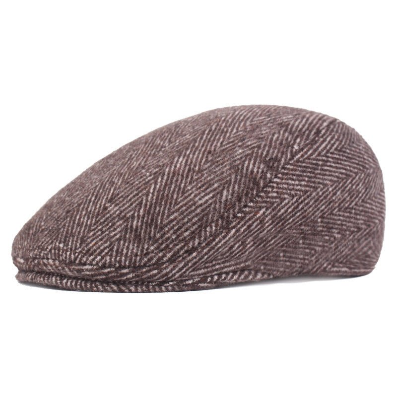 Herringbone Beret, Simple Cap For Men And Women, Autumn And Winter Hat, Old Man Hat - Urban Caps