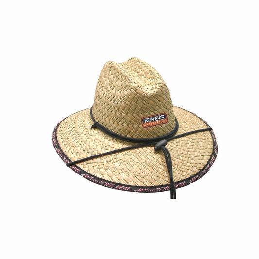 Leon – Wide Brim Deluxe Rush Straw Surf Hat with Cotton Lining and Chin Toggle