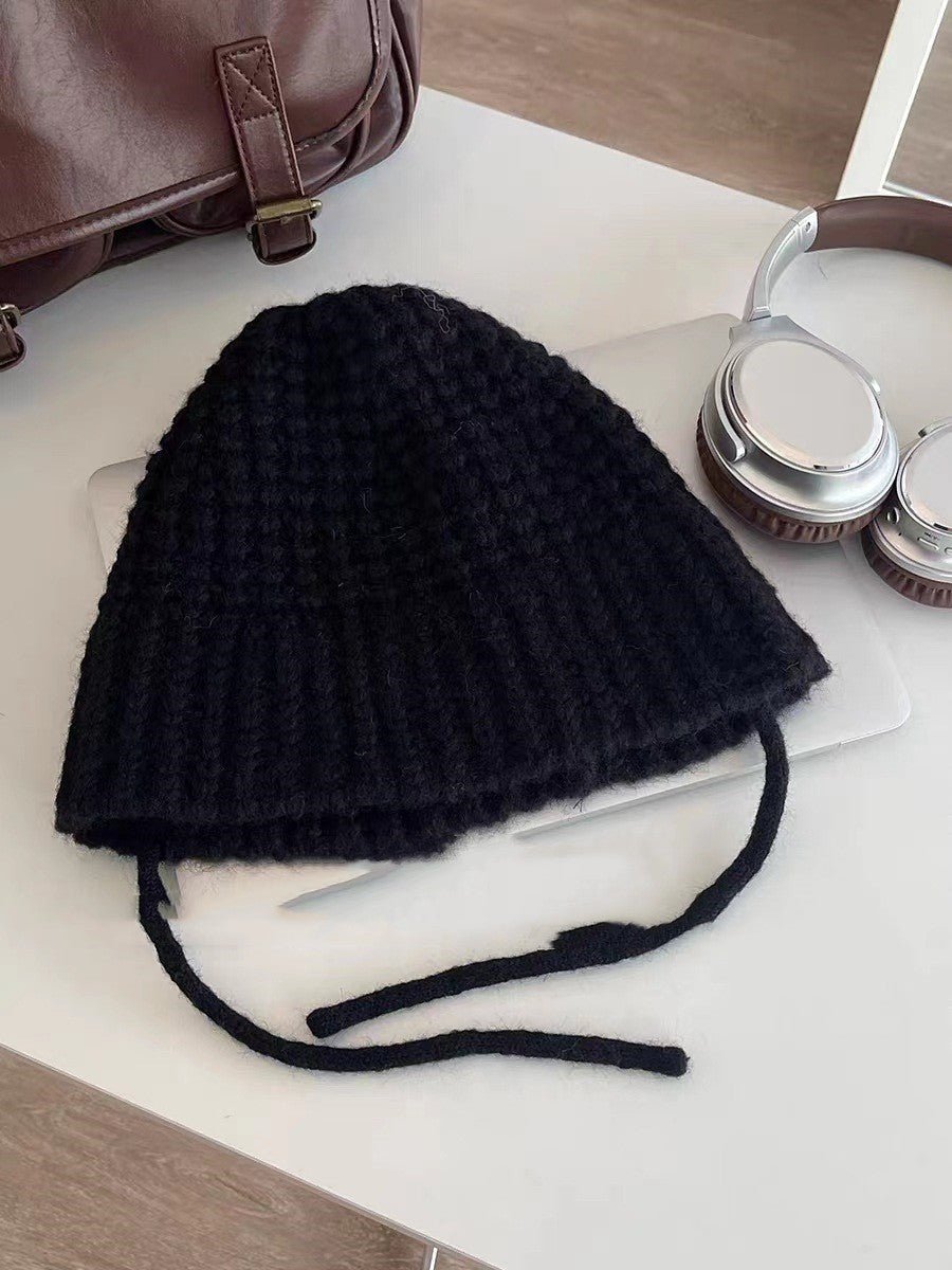 Kids’ Windproof Earflap Beanie – Lace - Up Woolen Knit Hat for Winter Warmth - Urban Caps