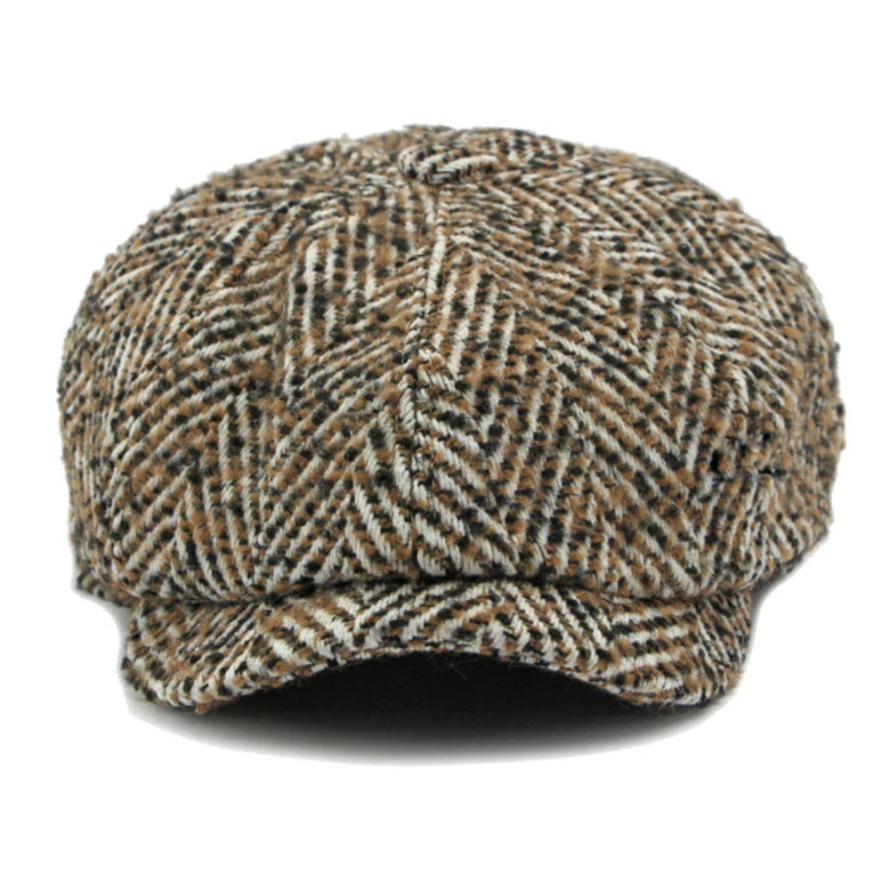 Manhattan Herringbone Newsboy Cap - Cotton Cap With Classic Newsboy Silhouette Design