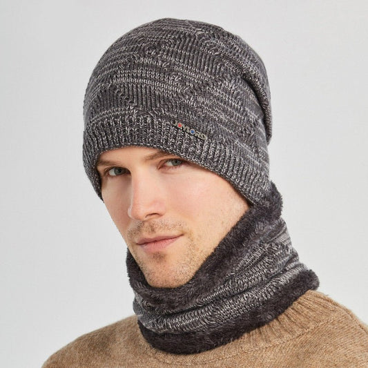 Men’s 2 - Piece Winter Biking Hat – Wool Knit Cap with Head & Ear Protection - Urban Caps