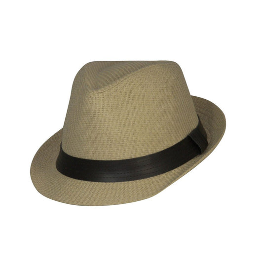 Men's Paper Braid Trilby Hat with Faux Leather Band – Lightweight Summer Fedora - Urban Caps