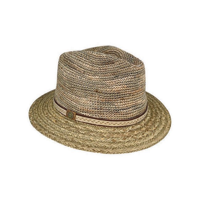 San Pedro – Crochet Seagrass Crown Fedora with Braided Brim and Vegan Leather Band - Urban Caps