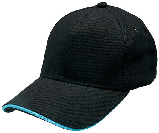 Sandwich Peak Cap – Brushed Cotton, Contrast Trim, Gunmetal Buckle - Urban Caps