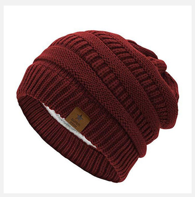 Star Patch Knit Beanie – Warm Woolen Outdoor Hat with Five - Point Star Design - Urban Caps