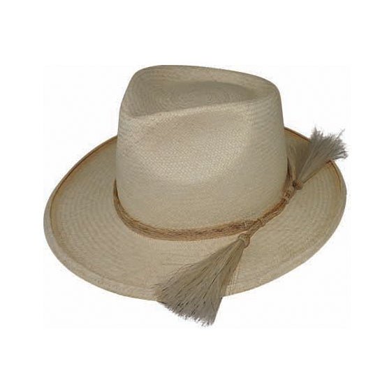 Turned Edge Teardrop Fedora Grade 3 – Toquilla Straw with Horse Hair Tassel - Urban Caps