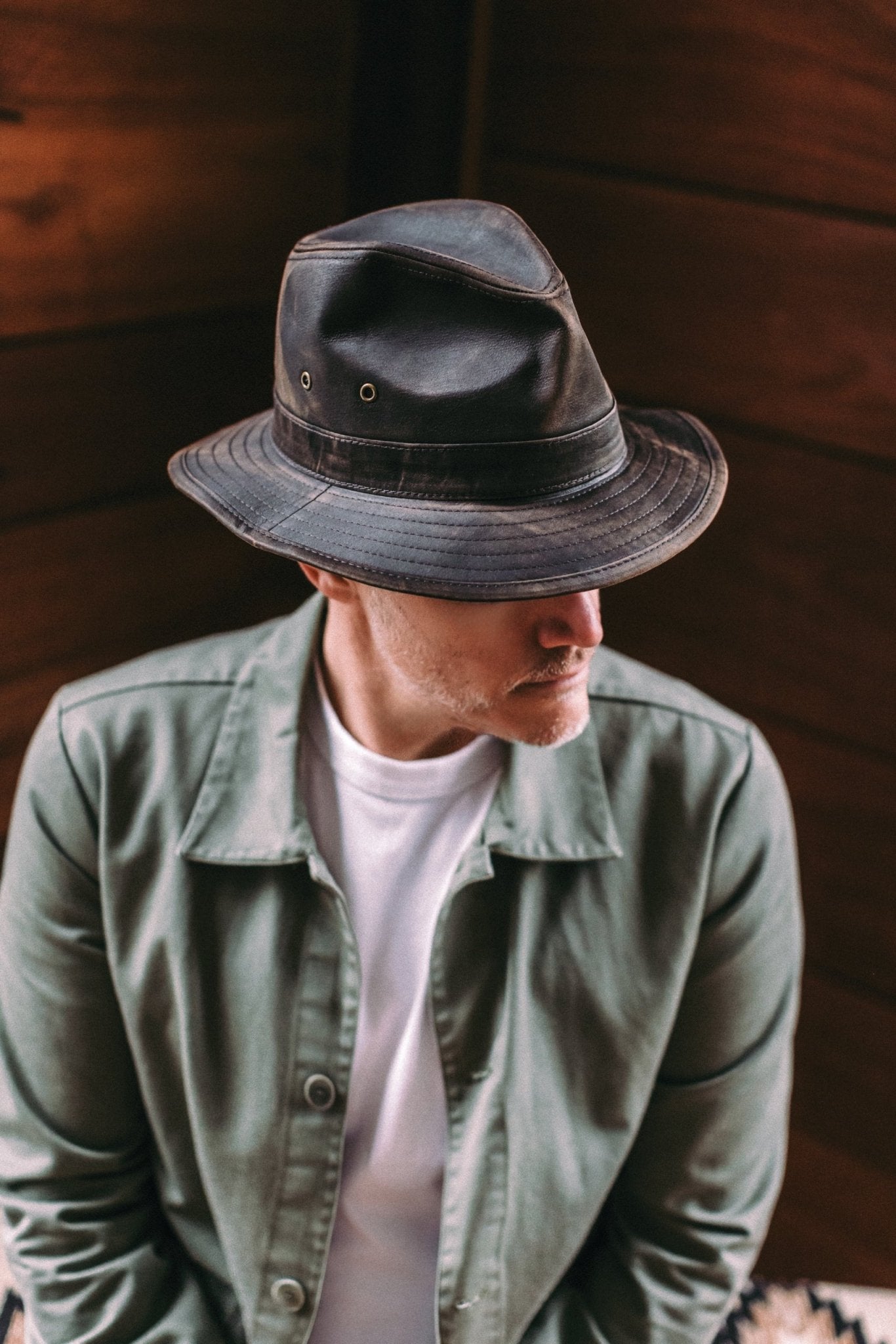 Weathered Cotton Narrow Brim Safari Hat – Water Repellent Finish - Urban Caps