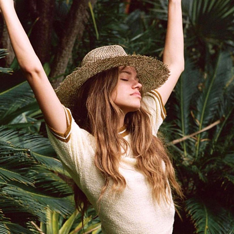 Women's Breathable Green Straw Beach Sun Hat - Urban Caps