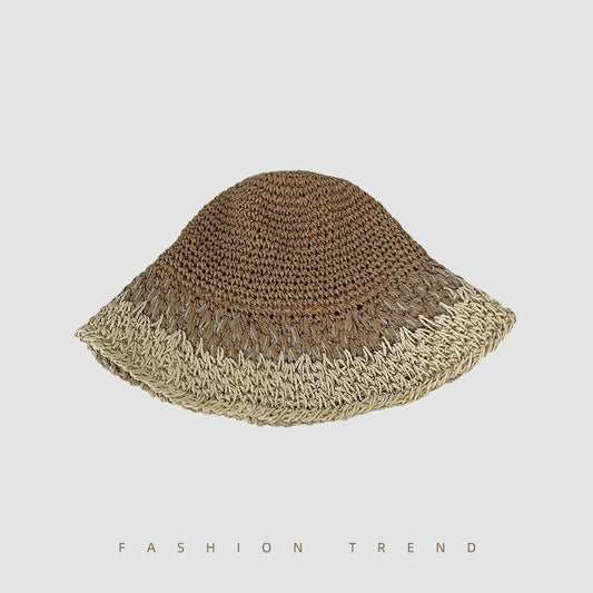 Women's Summer Straw Colorblock Crochet Hat - Urban Caps