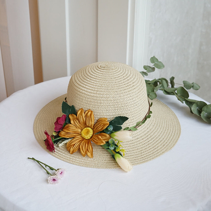 Big Flower Straw Bucket Hat - Urban Caps