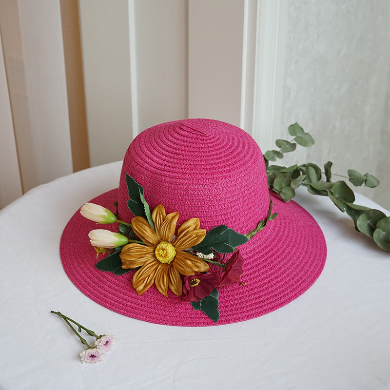 Big Flower Straw Bucket Hat - Urban Caps
