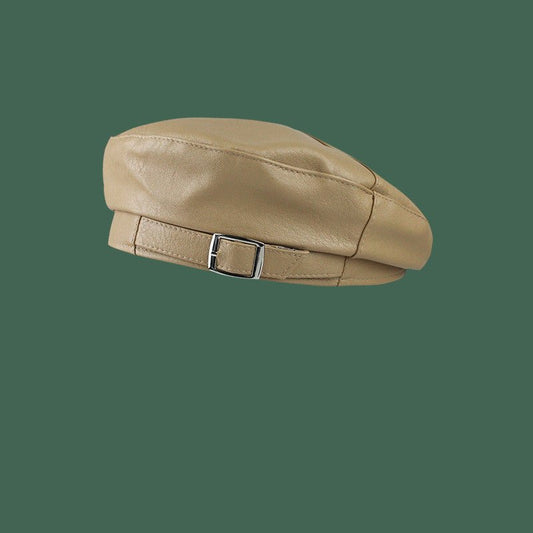 Autumn Popular Soft Leather Textured Beret Flat Cap - Urban Caps