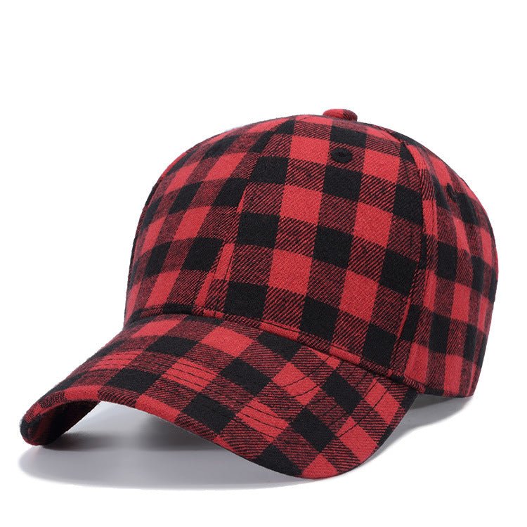 Black Red Check Peak Baseball Hat - Urban Caps