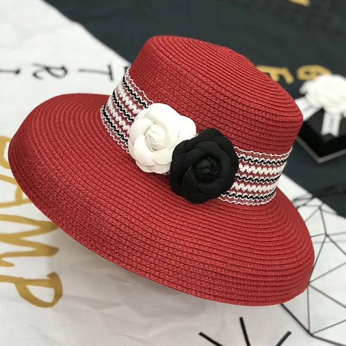 Camellia Retro Elegant Sunshade Straw Hat - Urban Caps