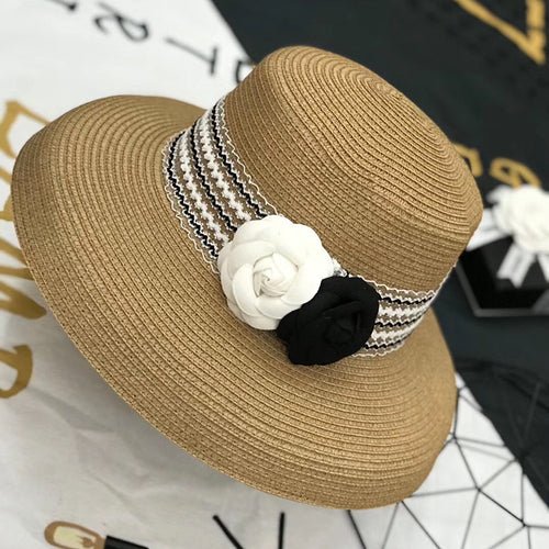 Camellia Retro Elegant Sunshade Straw Hat - Urban Caps