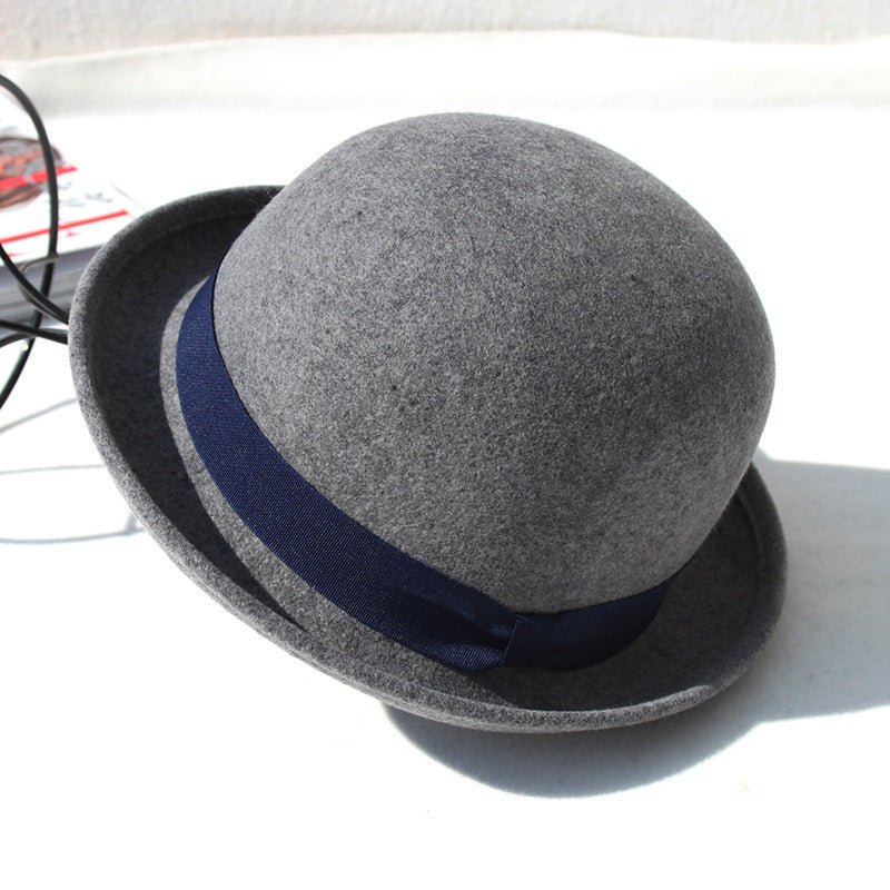 Casual British Style Round Top Curled Wool Fedoras Hat - Urban Caps