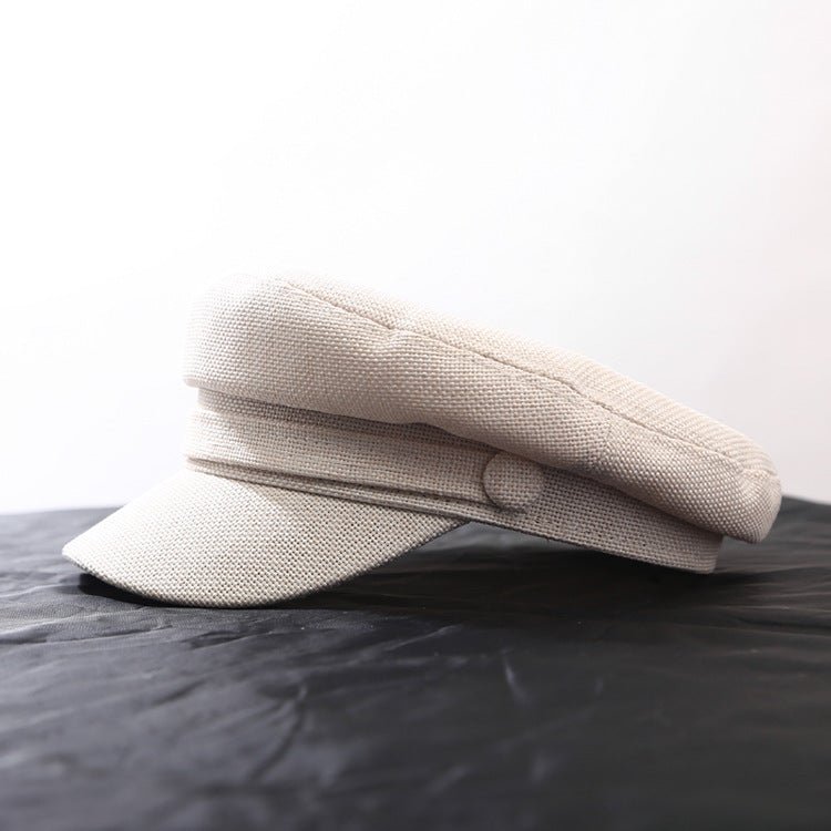 Casual Flat Top Military Hat Cotton Linen Flat Cap - Urban Caps