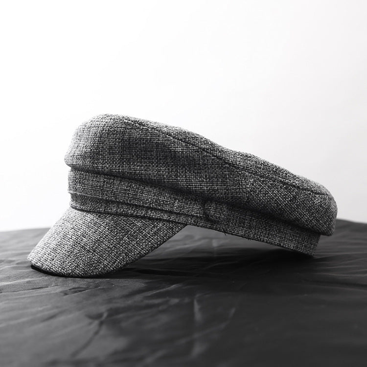 Casual Flat Top Military Hat Cotton Linen Flat Cap - Urban Caps