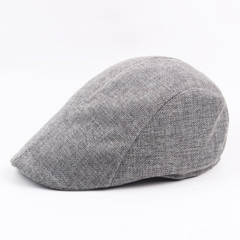 Cotton Linen Beret Spring And Autumn Men's Breathable Cap Forward Cap Flat Cap - Urban Caps