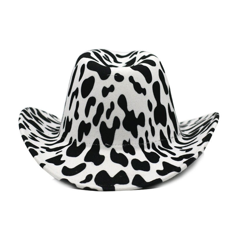 Cow Pattern Cowboy Hat With Rolled Brim Western Cowboy Hat - Urban Caps