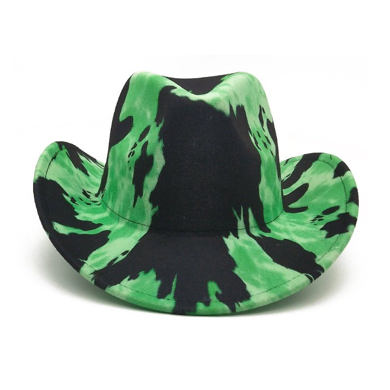 Cow Pattern Cowboy Hat With Rolled Brim Western Cowboy Hat - Urban Caps