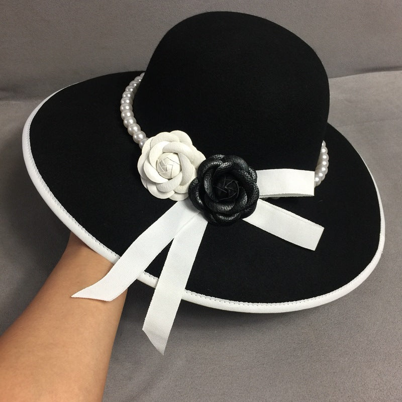Elegant Flower Pearl Fisherman Hat Small Incense Top Fedoras Hat - Urban Caps