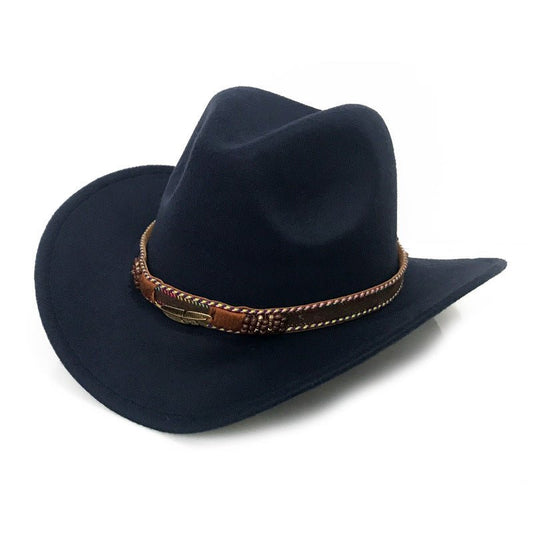 Fashion Metal Leaf Belt Cowboy Hat - Urban Caps