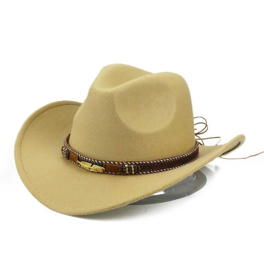 Fashion Metal Leaf Belt Cowboy Hat - Urban Caps