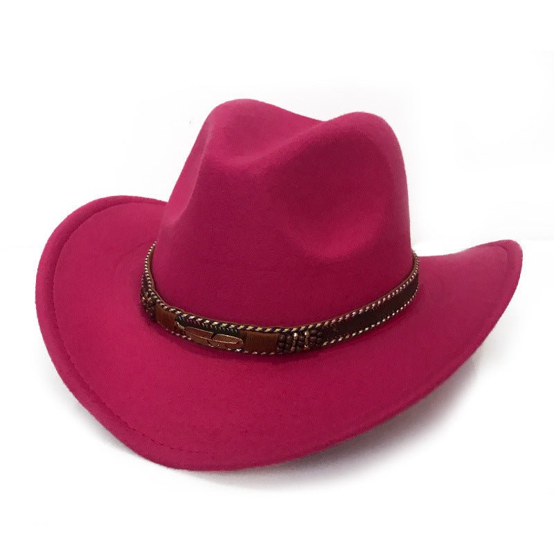 Fashion Metal Leaf Belt Cowboy Hat - Urban Caps