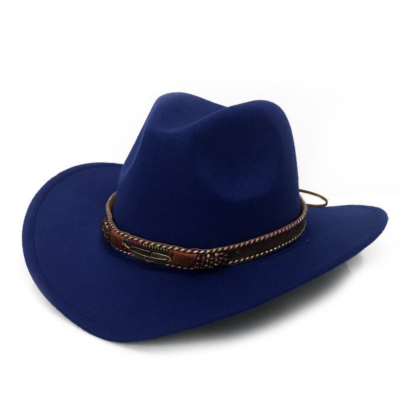 Fashion Metal Leaf Belt Cowboy Hat - Urban Caps