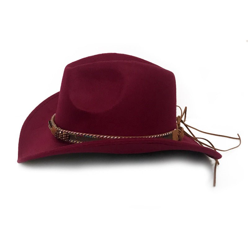 Fashion Metal Leaf Belt Cowboy Hat - Urban Caps
