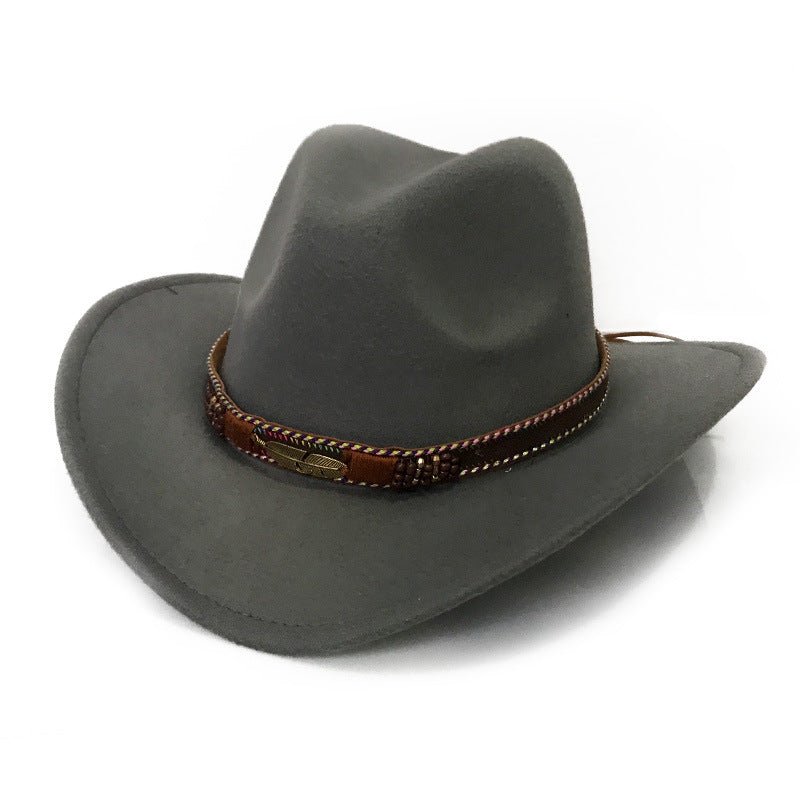 Fashion Metal Leaf Belt Cowboy Hat - Urban Caps
