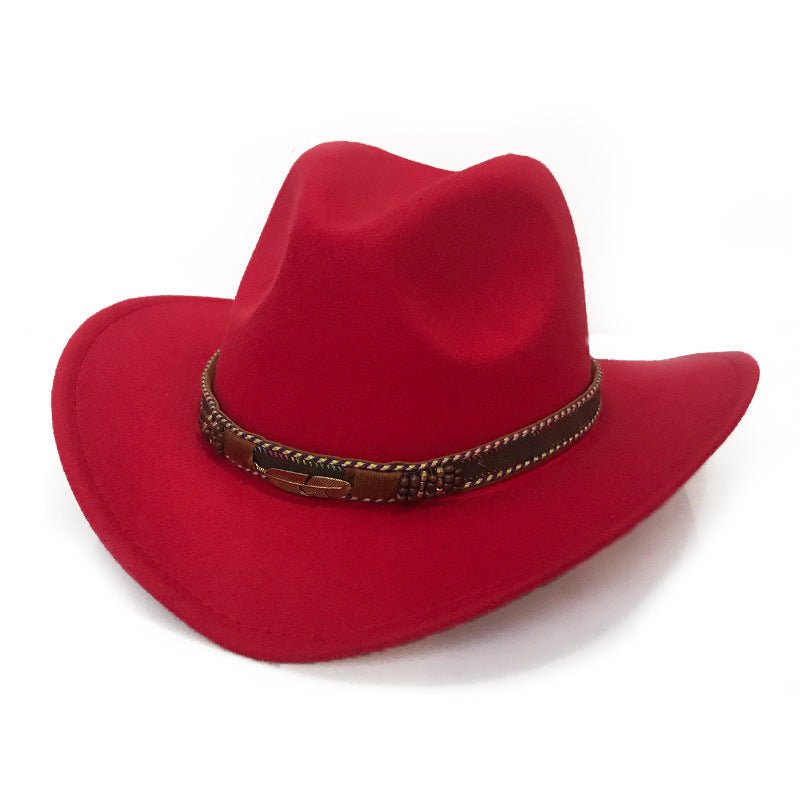 Fashion Metal Leaf Belt Cowboy Hat - Urban Caps