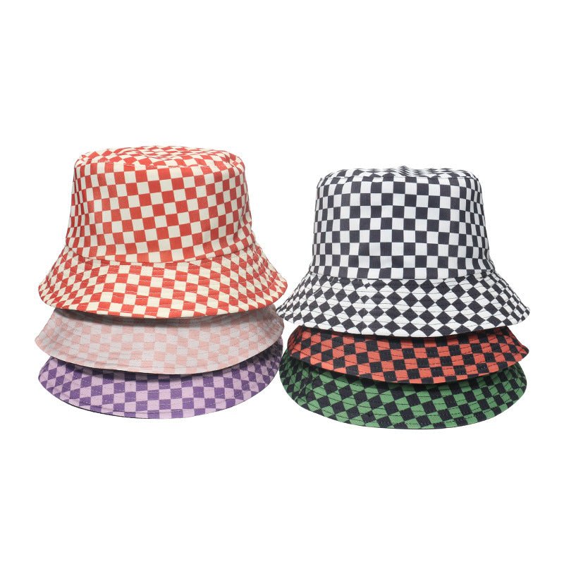 Fashion Personality Black And White Checkerboard Plaid Fisherman Hat Fedoras Hat - Urban Caps