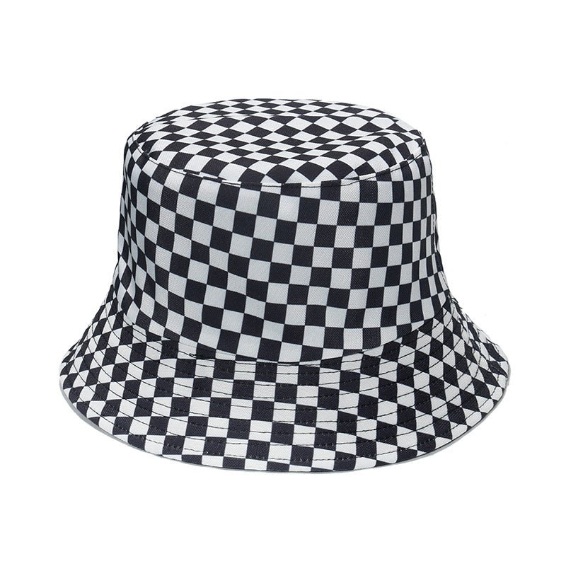 Fashion Personality Black And White Checkerboard Plaid Fisherman Hat Fedoras Hat - Urban Caps