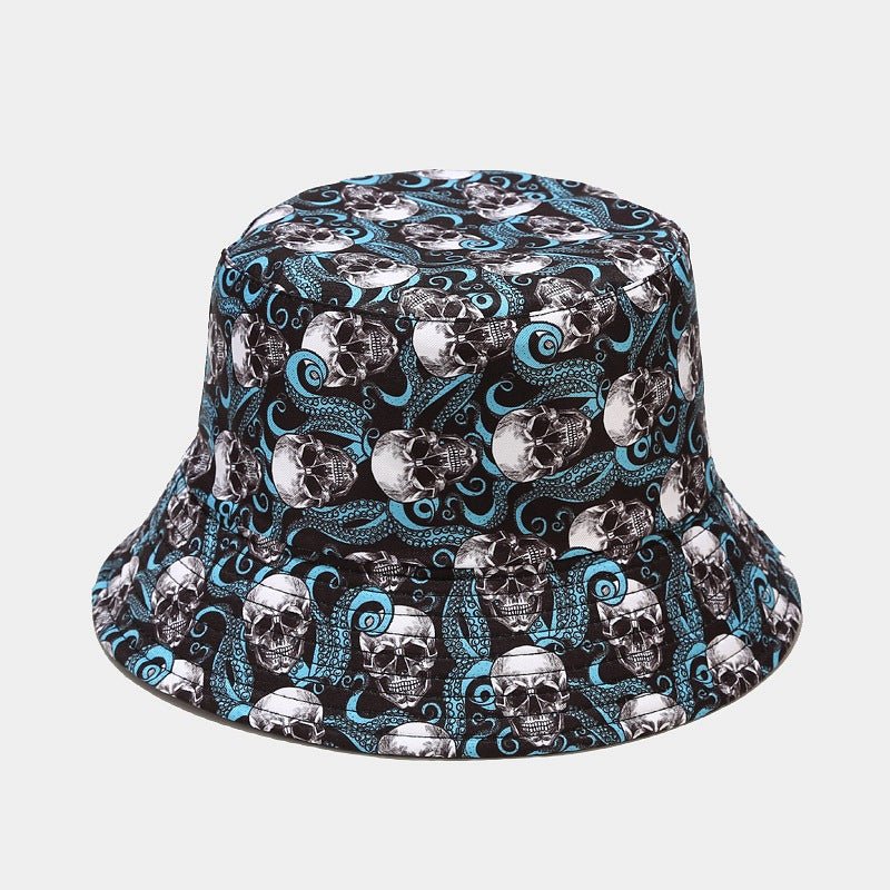 Fashionable Sunshade Skull Pattern Double-sided Bucket Hat - Urban Caps