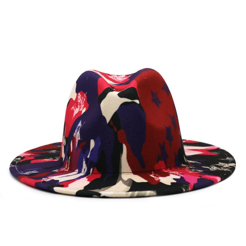 Felt Hat Spring And Autumn Pattern Top Hat Fedoras Hat - Urban Caps