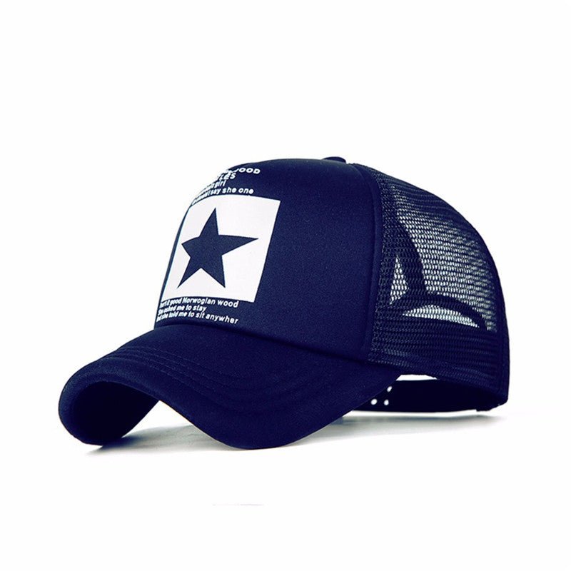 Five-pointed Star Print Mesh Cap Visor Cap - Urban Caps