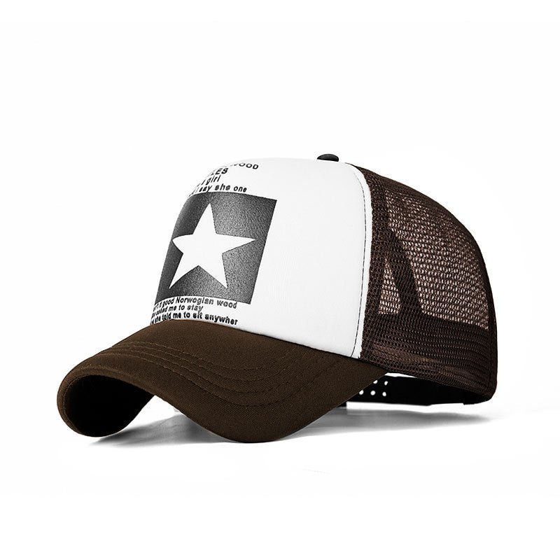 Five-pointed Star Print Mesh Cap Visor Cap - Urban Caps