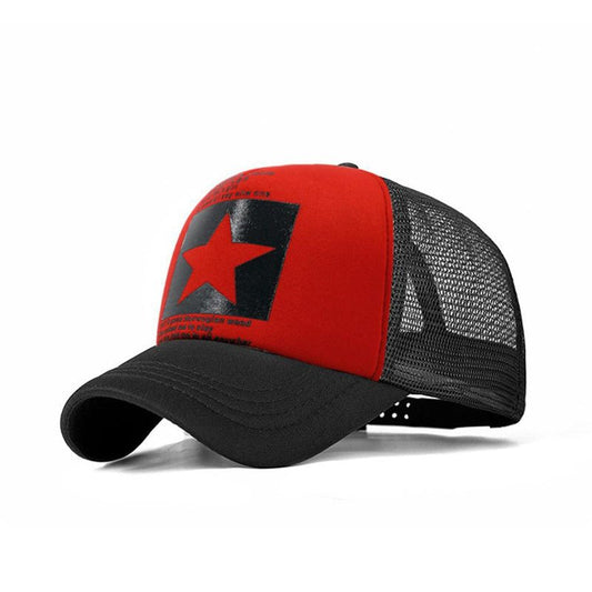 Five-pointed Star Print Mesh Cap Visor Cap - Urban Caps