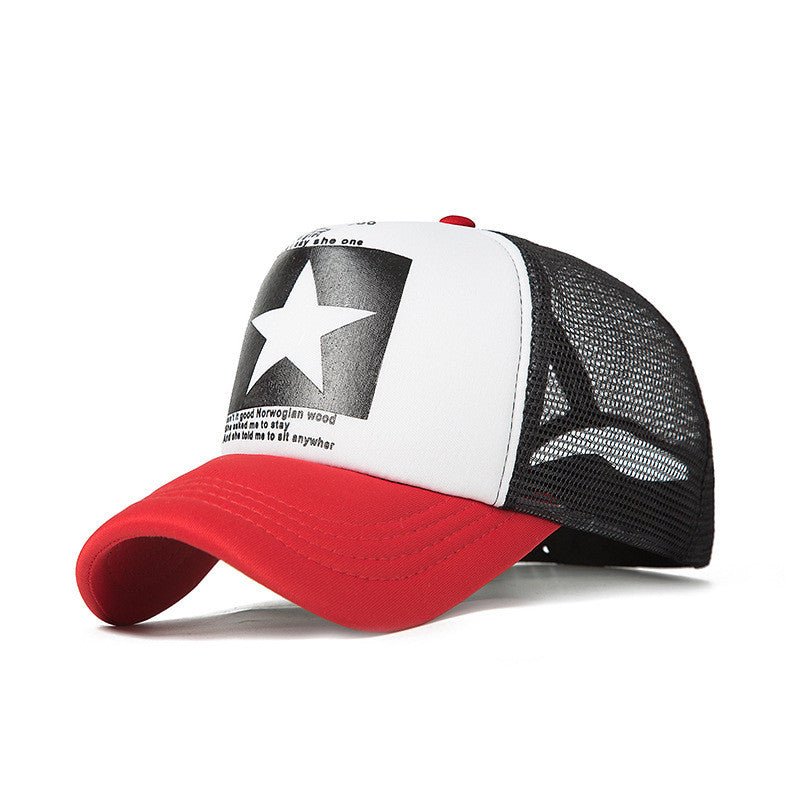 Five-pointed Star Print Mesh Cap Visor Cap - Urban Caps