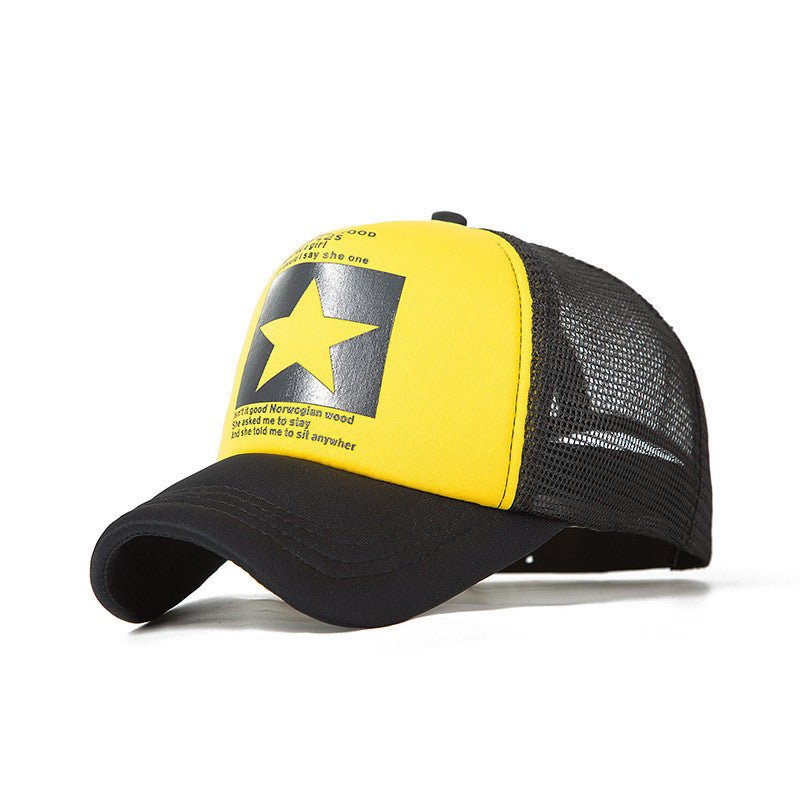 Five-pointed Star Print Mesh Cap Visor Cap - Urban Caps