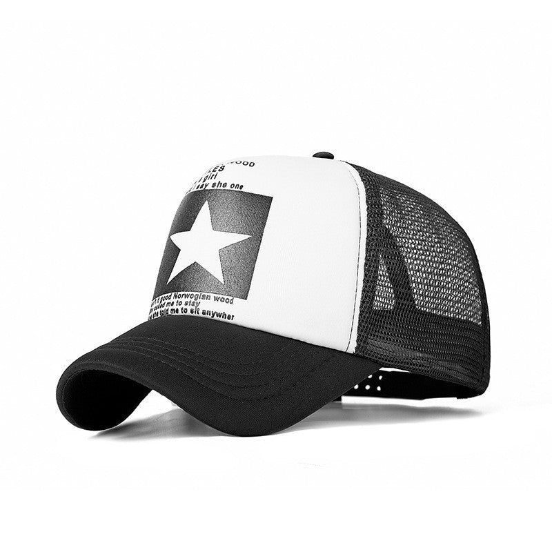 Five-pointed Star Print Mesh Cap Visor Cap - Urban Caps