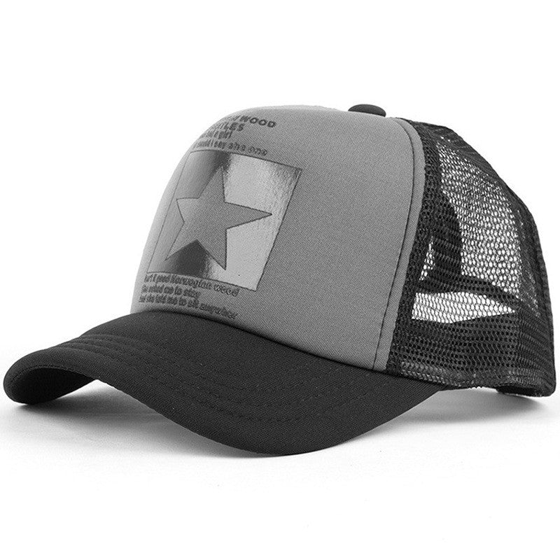 Five-pointed Star Print Mesh Cap Visor Cap - Urban Caps
