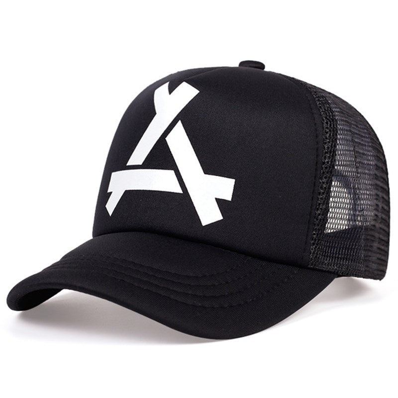 Flat Along The Letters Weave Dome Baseball Cap Mesh Breathable Flat Cap - Urban Caps
